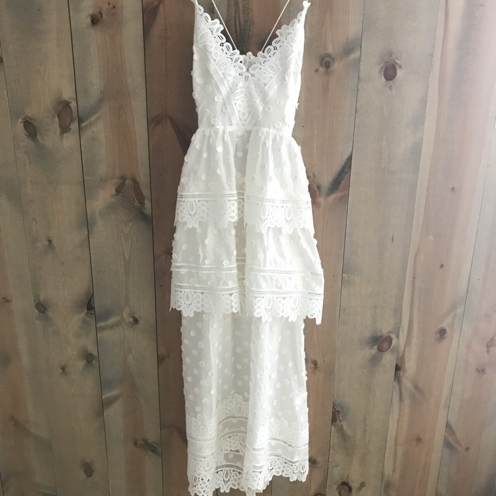 ♦️ (SOLD) - Self Portrait Ivy Lace Trim Midi Dress - Picture 4 of 8